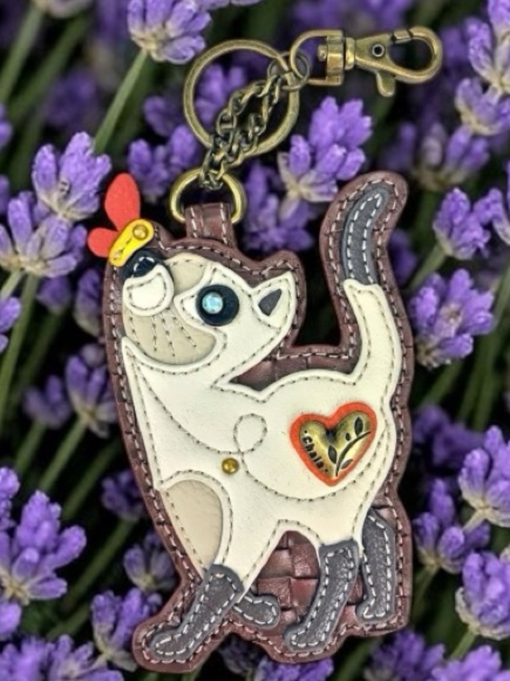CHALA slim cat coin pouch, keychain key fob bag, charm  aristocrats NWT